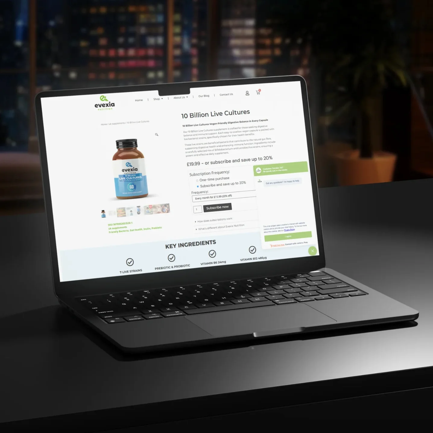 Evexia Nutrition eCommerce website - health and wellness store