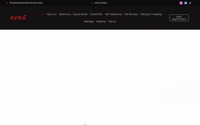 Zeba Beauty Aesthetics website by eCom Pro